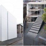 Японские архитекторы создали дом-куб с прозрачной стеной, которую насквозь прорезает лестница